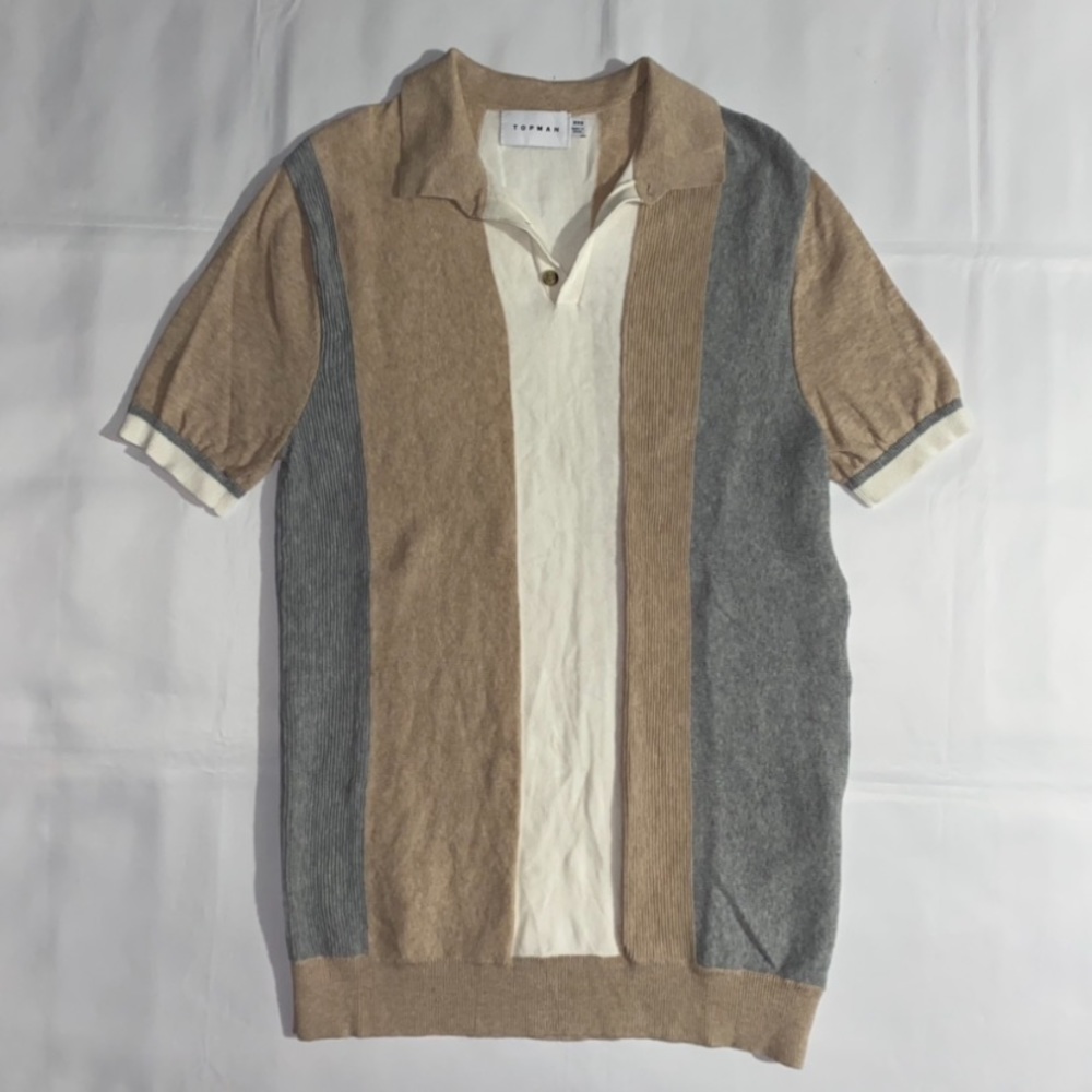 Topman Striped Short Sleeve Polo Shirt